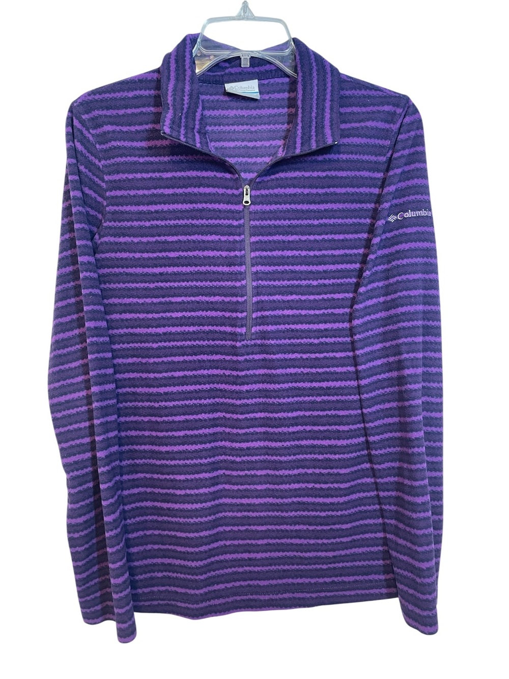 Columbia Women's Purple Striped Half-Zip Pullover Size M
